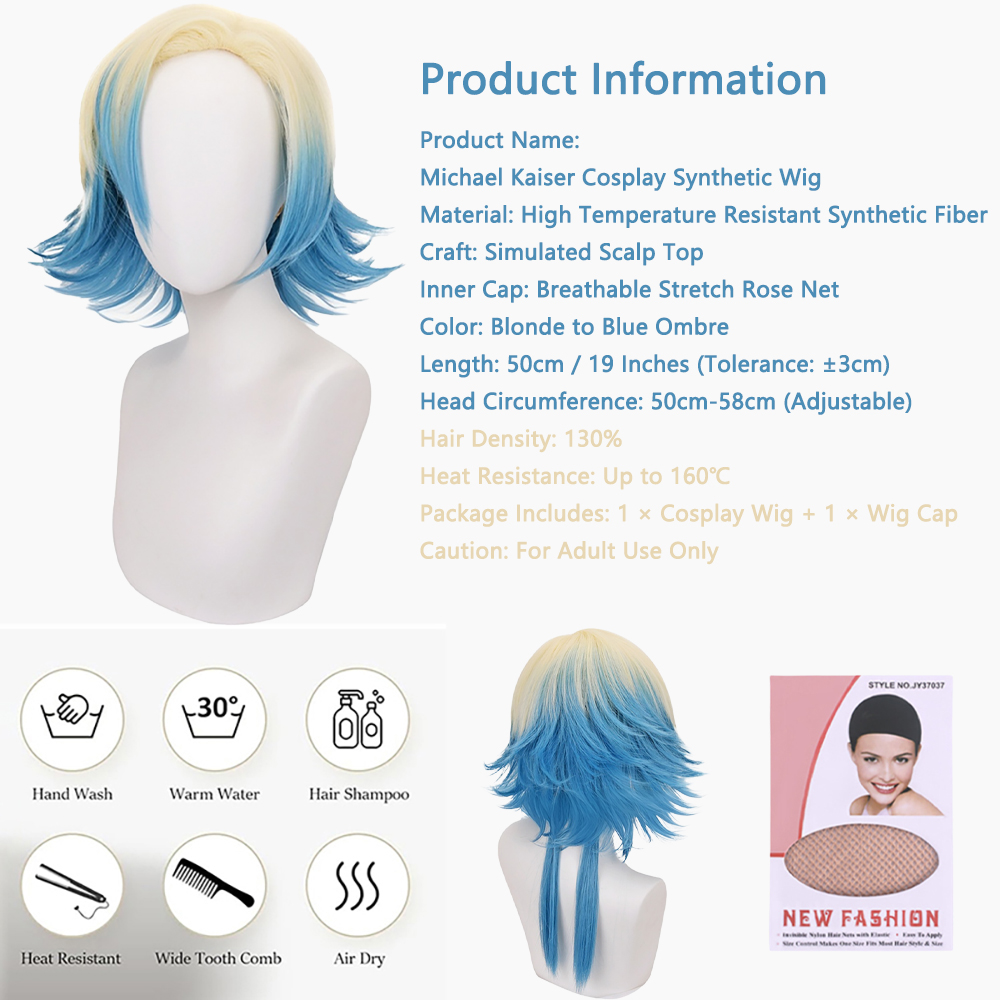 Michael Kaiser Cosplay Wig Blu - Anime Cosplay Duo ulasan dan harga
