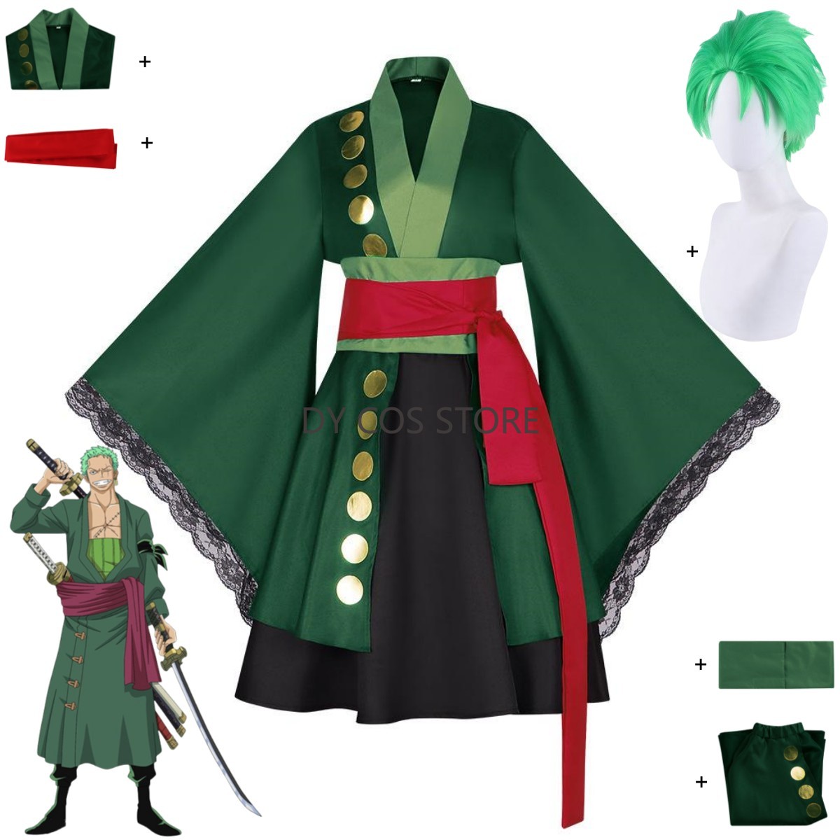 Anime Roronoa Zoro Cosplay Cos - Anime Zoro Cosplay Female ulasan dan harga
